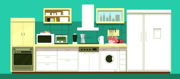 Personne vecteur de dessin animé cuisine salle intérieur