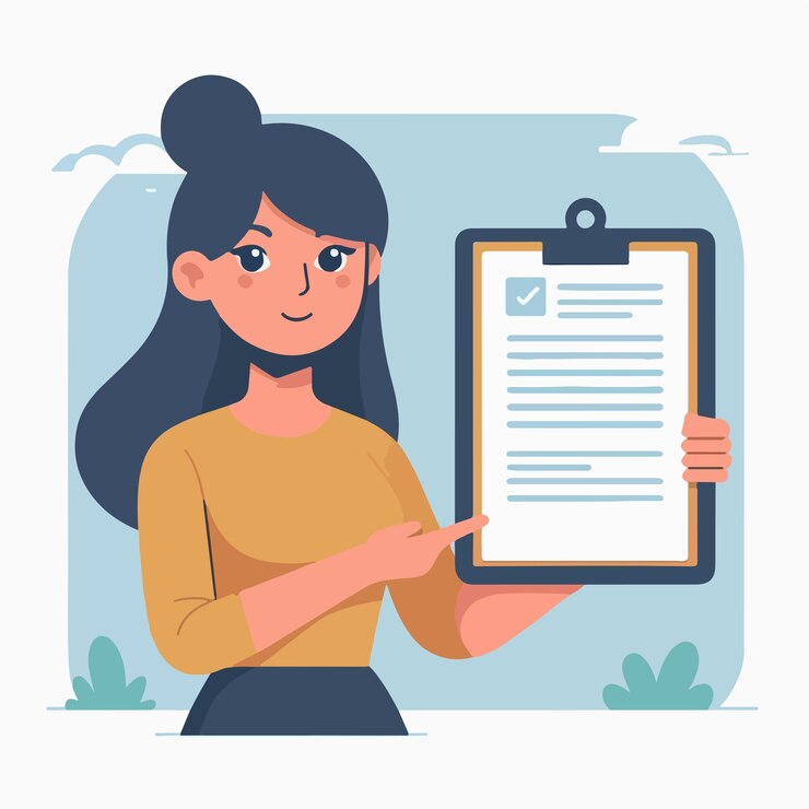Vecteur personne vectorielle tenant et montrant une illustration dessinée d'un document en carton de papier