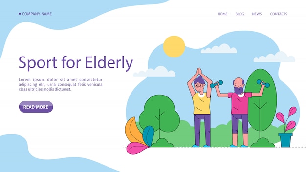 Personnes âgées Sportives, Site D'illustration Senior Actif. Mode De Vie D'activité, Améliore La Santé Et Le Bien-être. Couple De Personnes âgées
