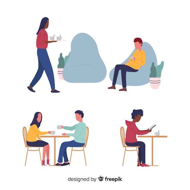 Personnes assises dans un café