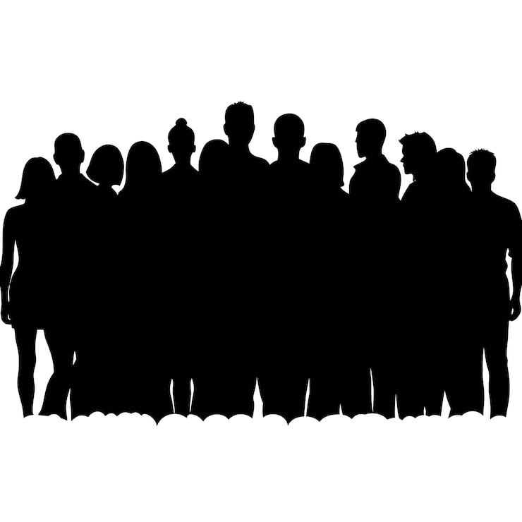 Vecteur personnes bondées face à la silhouette vectorielle 10