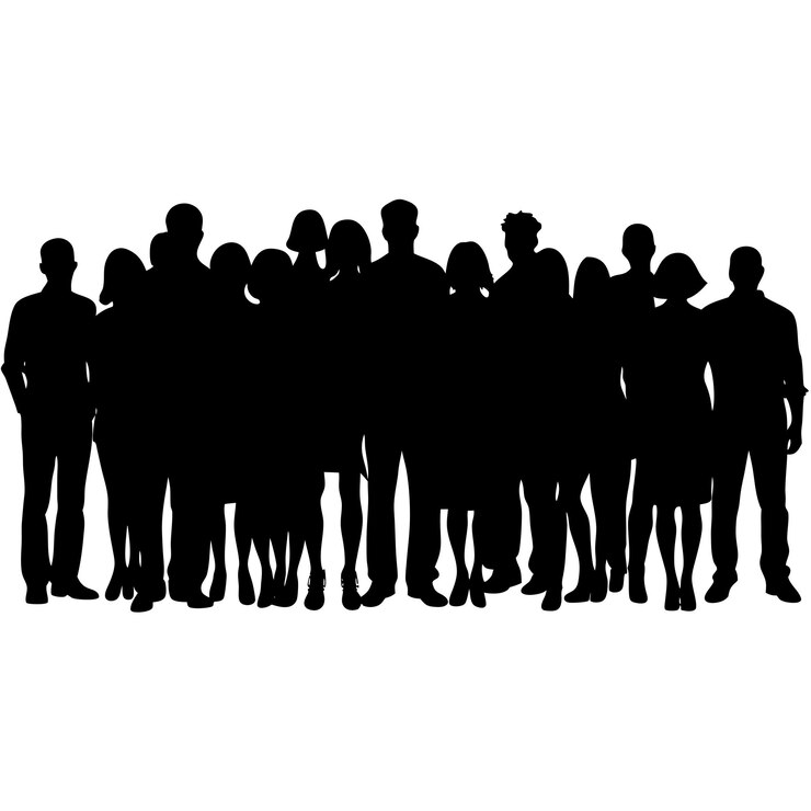 Vecteur personnes bondées face à la silhouette vectorielle 2