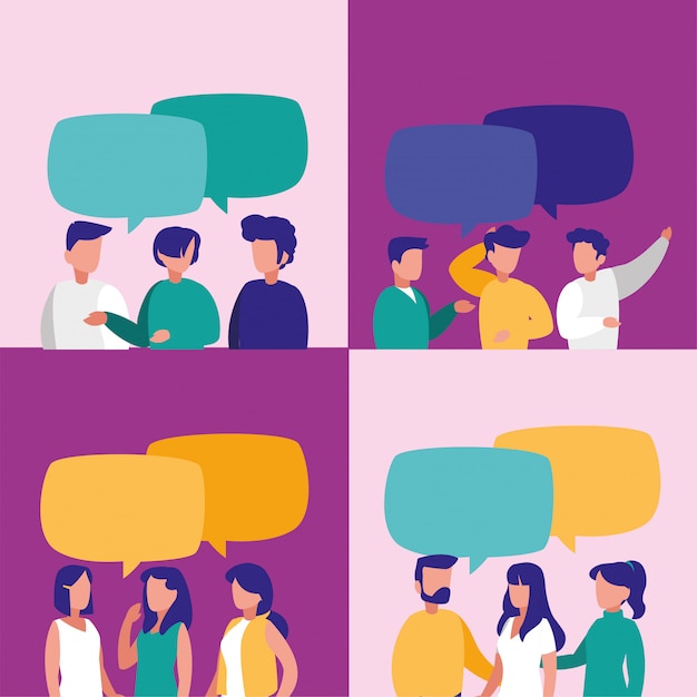 Personnes avec bulle de communication