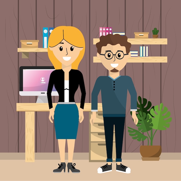 Personnes et bureau à domicile
