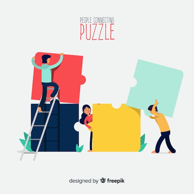 Personnes Connectant Des Pièces De Puzzle