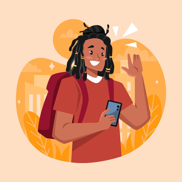 Vecteur personnes dessinées à la main avec illustration de dreadlocks