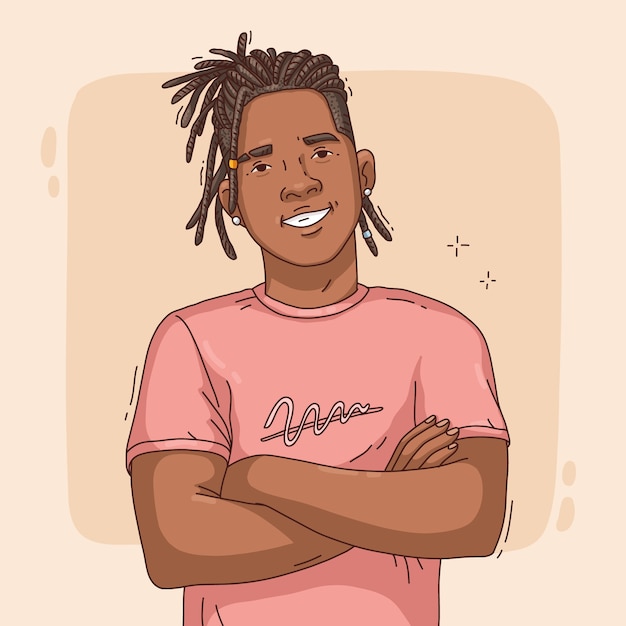 Vecteur personnes dessinées à la main avec illustration de dreadlocks