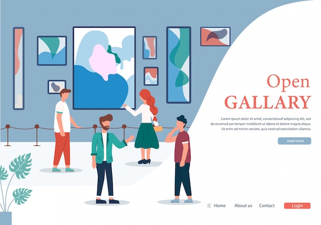 Personnes à la galerie d'art contemporain Open Banner