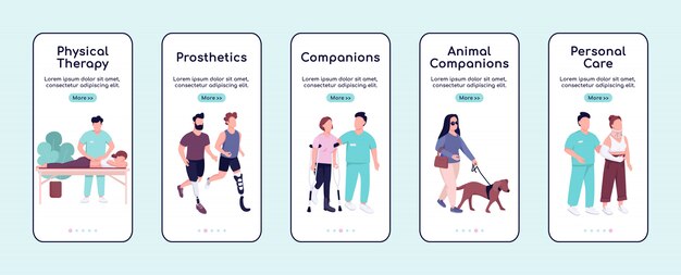 Les personnes handicapées se soucient et accompagnent le modèle plat d'écran de l'application mobile.