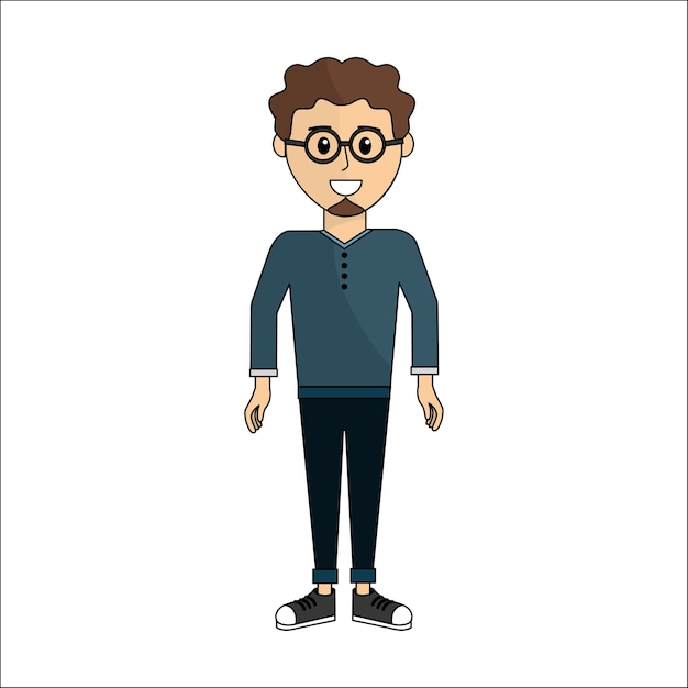 personnes, homme avec tissu et lunettes casual icône avatar