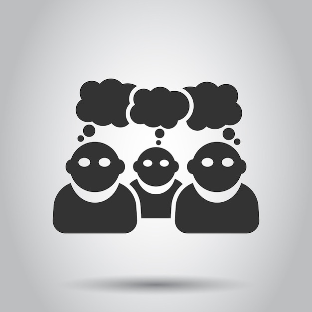 Personnes avec une icône de bulle de parole dans un style plat Illustration vectorielle d'accord d'affaires sur fond blanc Concept d'entreprise de conversation de partenariat