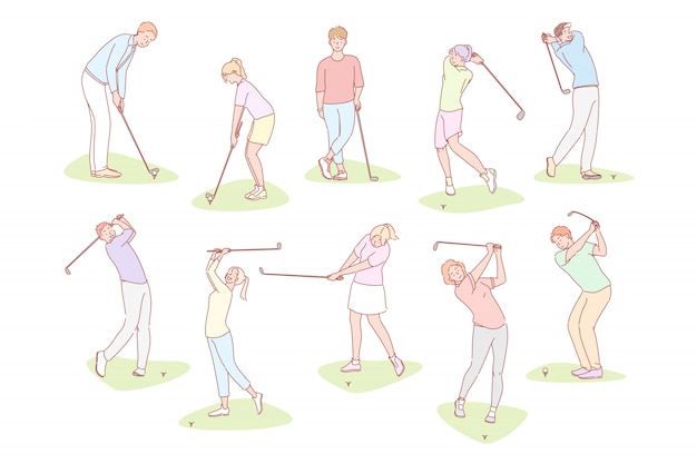 Personnes Jouant Au Golf Set Concept