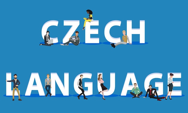 Vecteur personnes en langue tchèque pour les présentations d'applications web mobiles