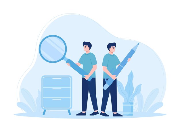 personnes à la recherche et à l'écriture concept illustration plate