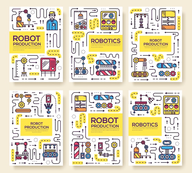 Les Personnes Travaillant Sur La Ligne D'assemblage De Robots Ensemble De Lignes Fines