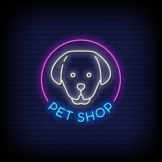 Pet Shop Neon Signs Style Texte Sur Mur Bleu