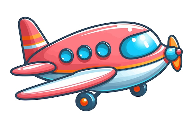 Vecteur petit avion rouge et blanc volant dans le ciel vector de dessins animés