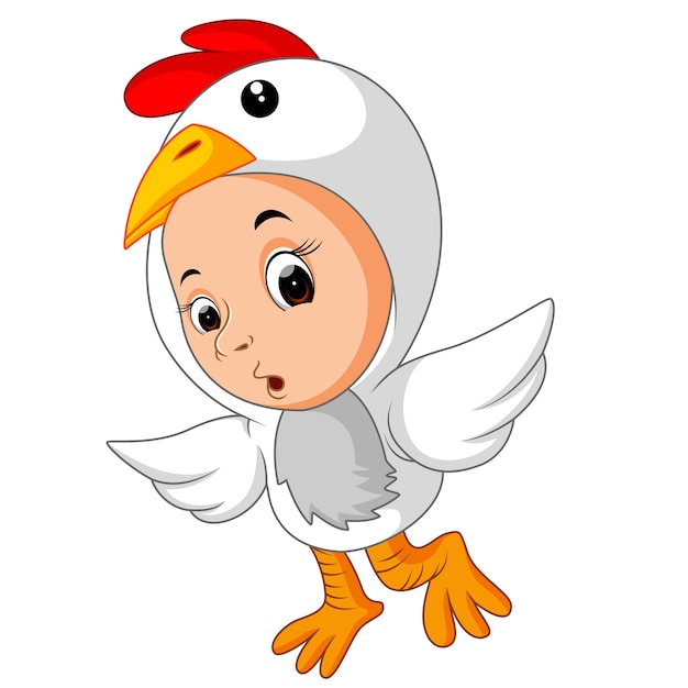 Petit Bébé Drôle Portant Un Costume De Coq