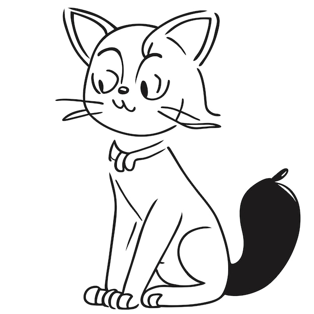 Petit Chat Mignon Dessiné à La Main Autocollant D'icône De Dessin Animé Concept D'illustration Isolée