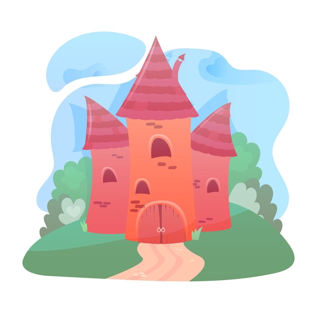 Petit Château En Style Cartoon, Illustration Vectorielle