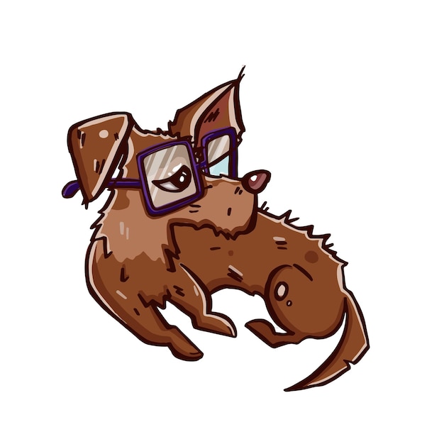 Petit Chien Drôle Avec Illustration Vectorielle De Lunettes