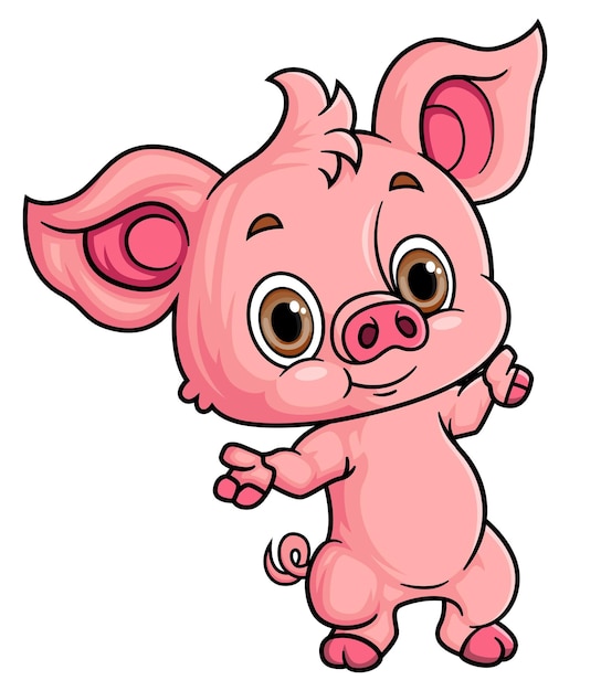 Le petit cochon de dessin animé posant