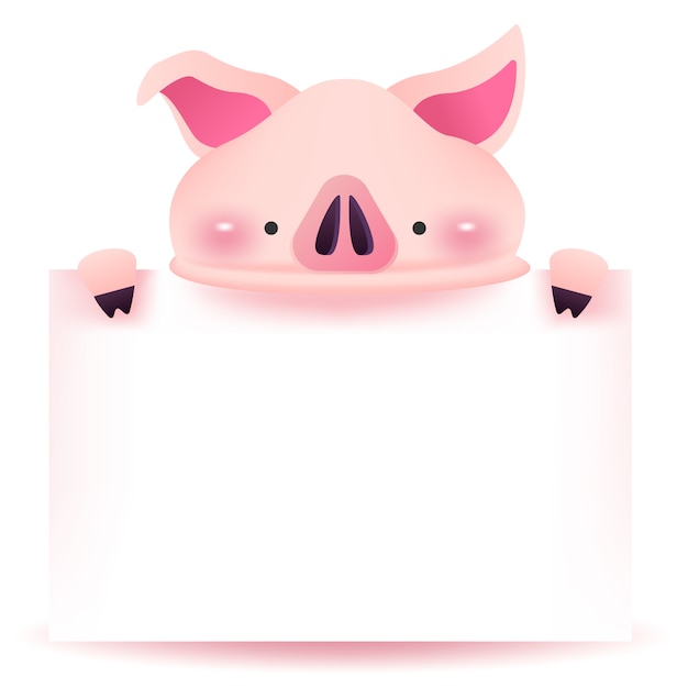Petit cochon avec panneau vierge.