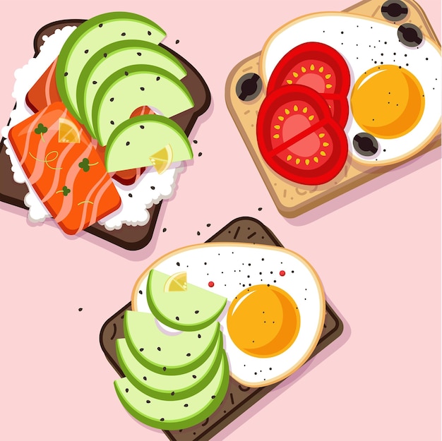 Petit-déjeuner dans différentes couleurs illustration