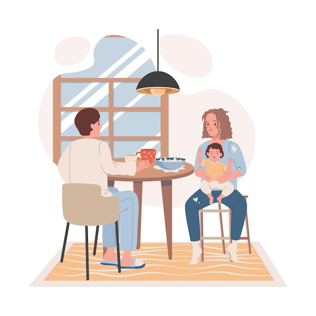 Petit-déjeuner En Famille à L'illustration De Plat De Cuisine