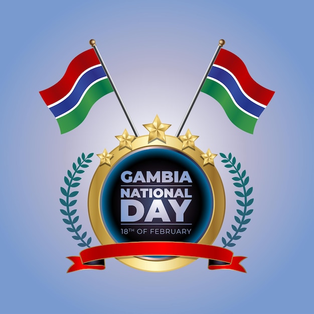 Petit Drapeau National De La Gambie Sur Un Cercle Avec Un Fond Bleu Garadasi
