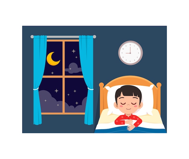 Le petit enfant dort dans la chambre la nuit.