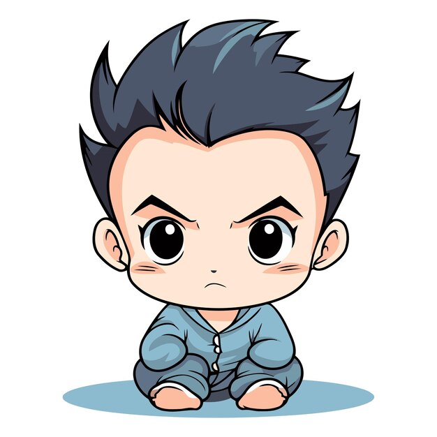 Vecteur petit enfant petit enfant petit personnage de dessin animé garçon personne jeune expression bébé humain mignon enfance visage drôle sourire illustration gens heureux