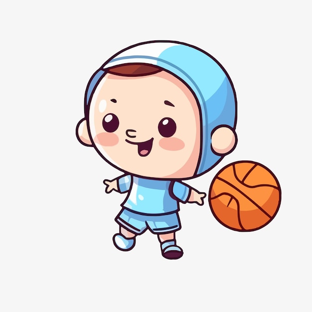 Petit garçon avec un ballon de basket.