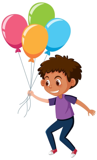 Petit garçon avec des ballons colorés