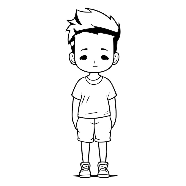 Vecteur un petit garçon mignon avec un t-shirt et des shorts conception d'illustration vectorielle