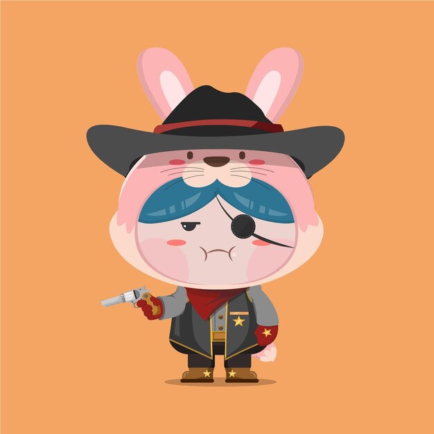 Vecteur un petit garçon portant un costume de lapin de cow-boy