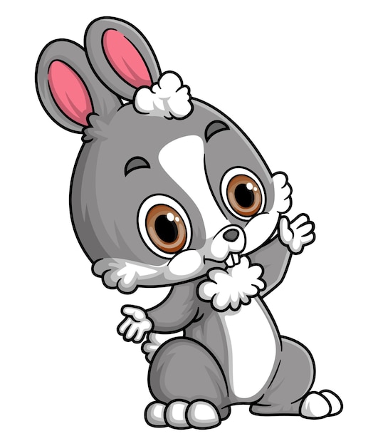 Le petit lapin de dessin animé posant