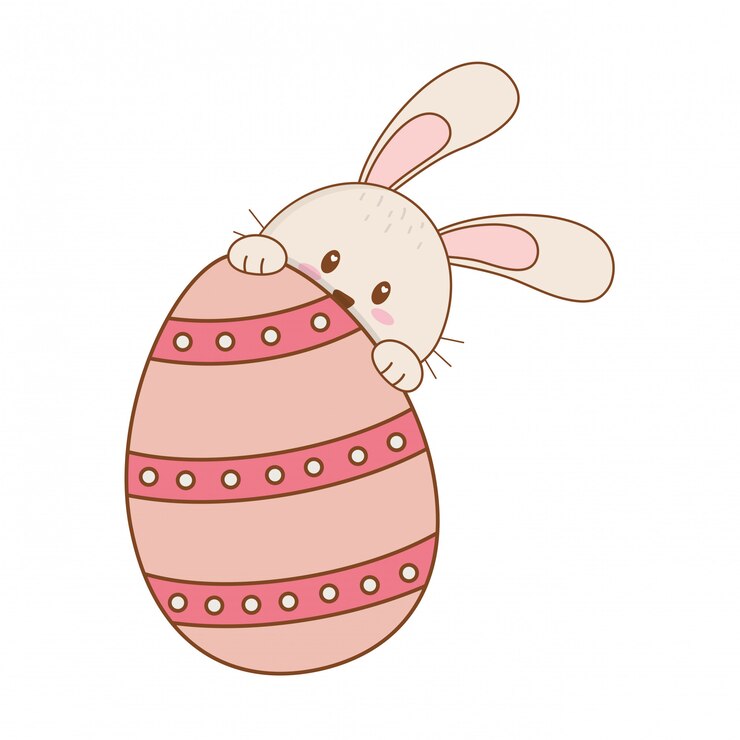Vecteur petit lapin à l&#39;oeuf peint personnage de pâques