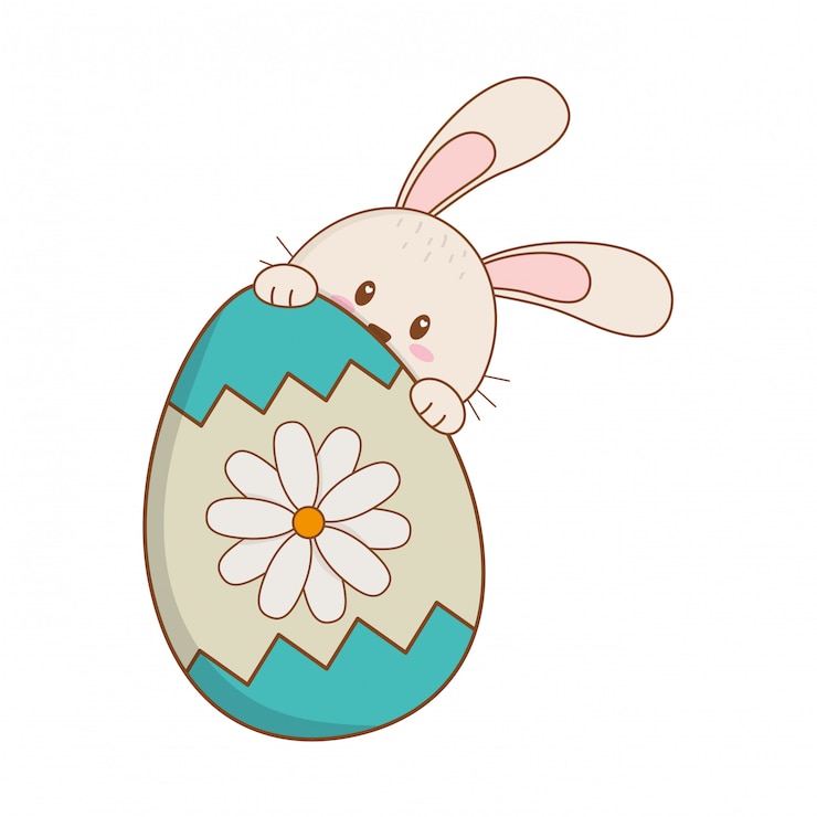 Vecteur petit lapin à l&#39;oeuf peint personnage de pâques