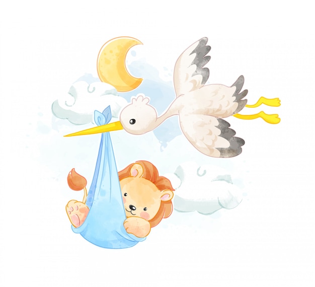 Petit Lion Porté Par Flying Bird Illustration