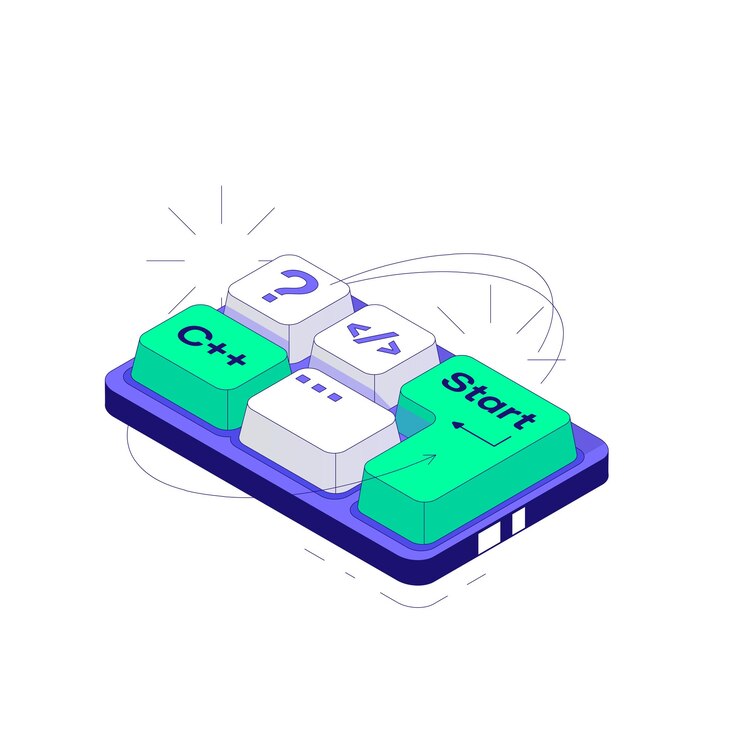 Vecteur petit mini clavier avec des icônes de programmation concept du développeur illustration vectorielle isométrique