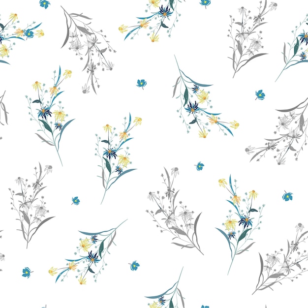 Petit modèle floral botanique Seamless texture vectorielle.