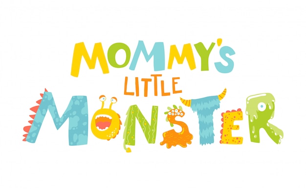 Le Petit Monstre De Maman. Lettres Dessinées à La Main.