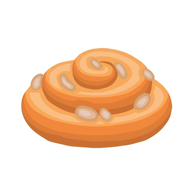 Petit Pain D'escargot Avec Dessert Au Gâteau Aux Amandes Illustration Dessinée à La Main