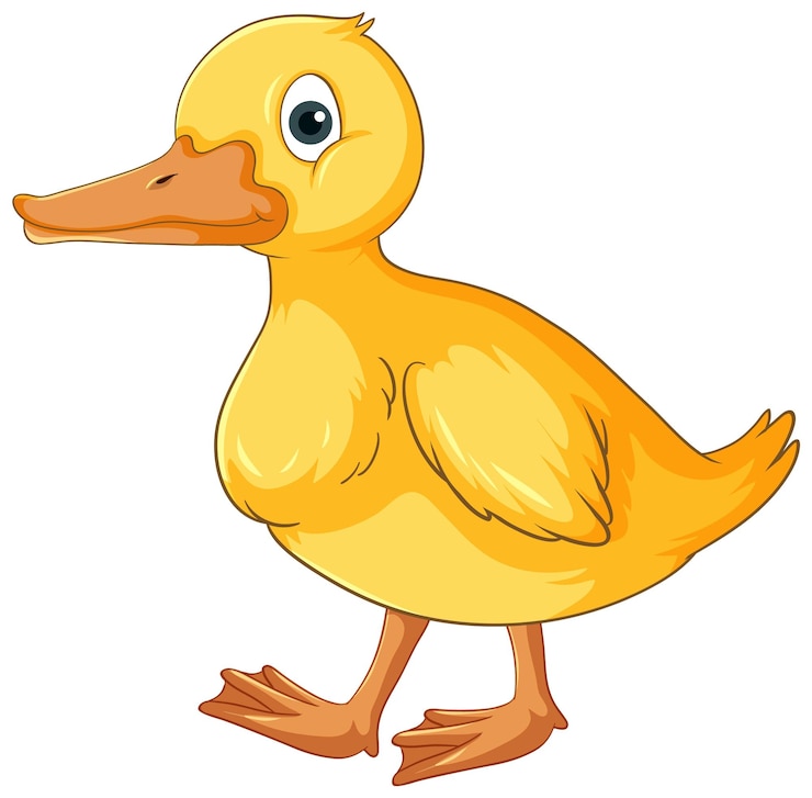 Vecteur petit personnage de dessin animé de canard jaune