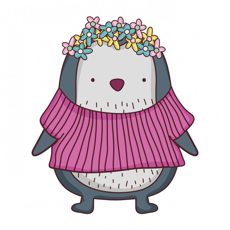 Vecteur petit pingouin mignon avec une chemise