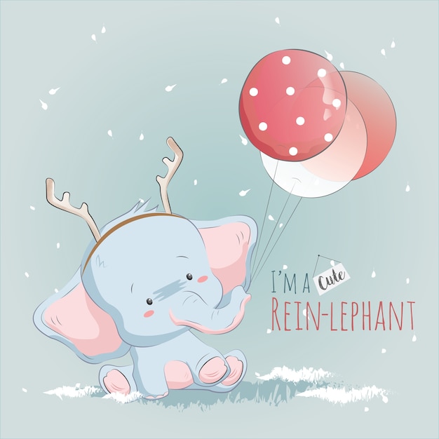 Petit Reinlephant jouant avec des ballons