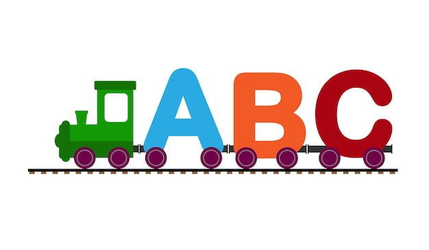 Vecteur petit train pour enfants avec lettres de l'alphabet