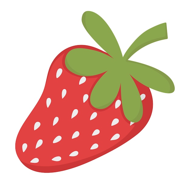 Petit vecteur fraise. Clipart de doodle plat. Tous les objets sont repeints.