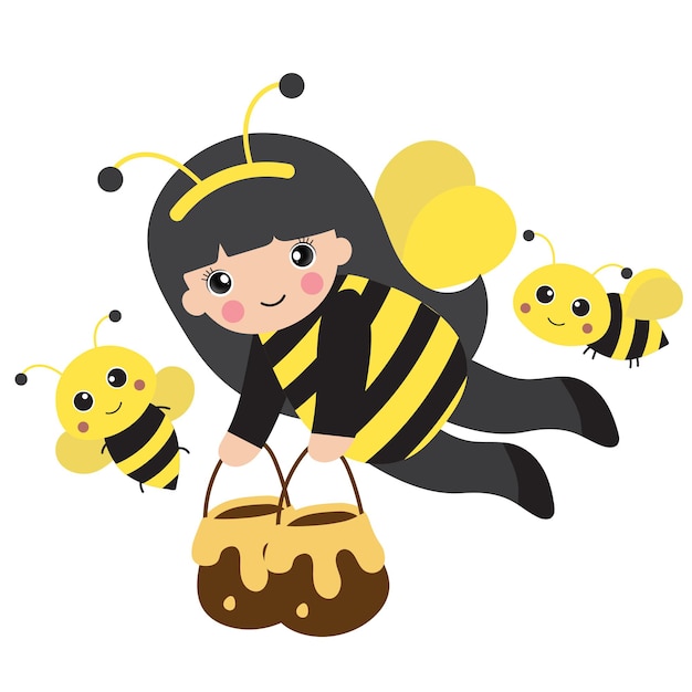 Petite fille en costume d'abeille